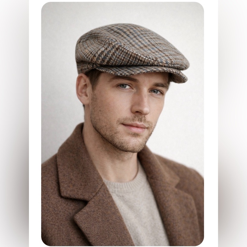Men's or Women’s Newsboy Brown Plaid Checkered Flat Cap